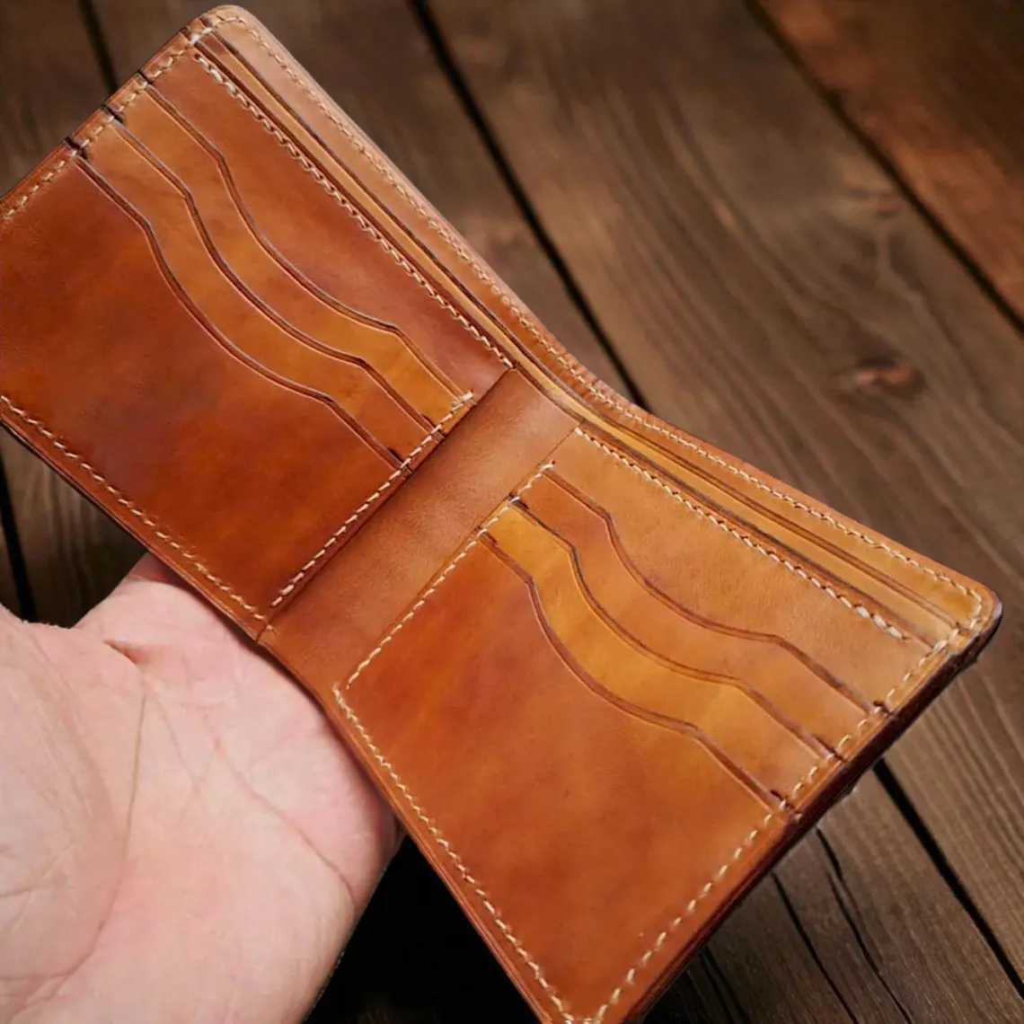 Handcrafted Western Floral Tooled Leather Bi-Fold Wallet