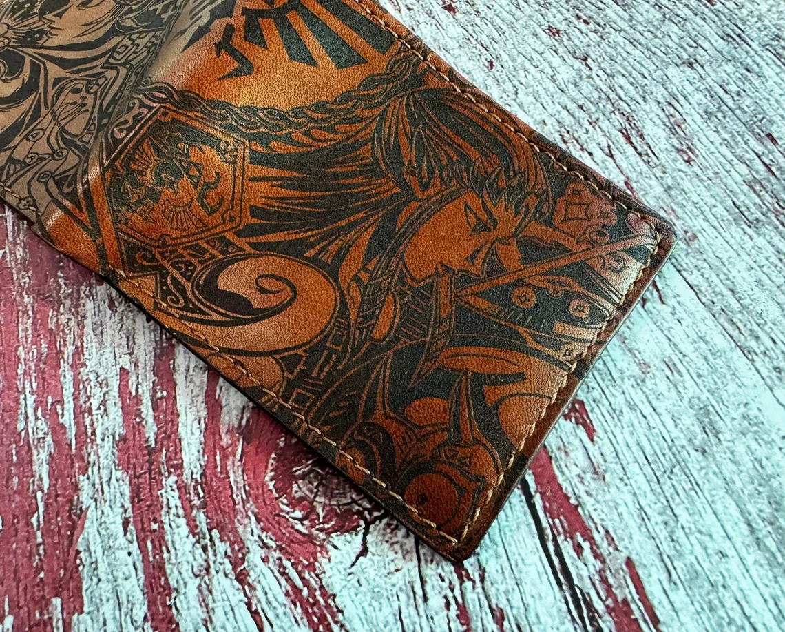 Handcrafted Fantasy Kingdom Engraved Leather Bi-Fold Wallet