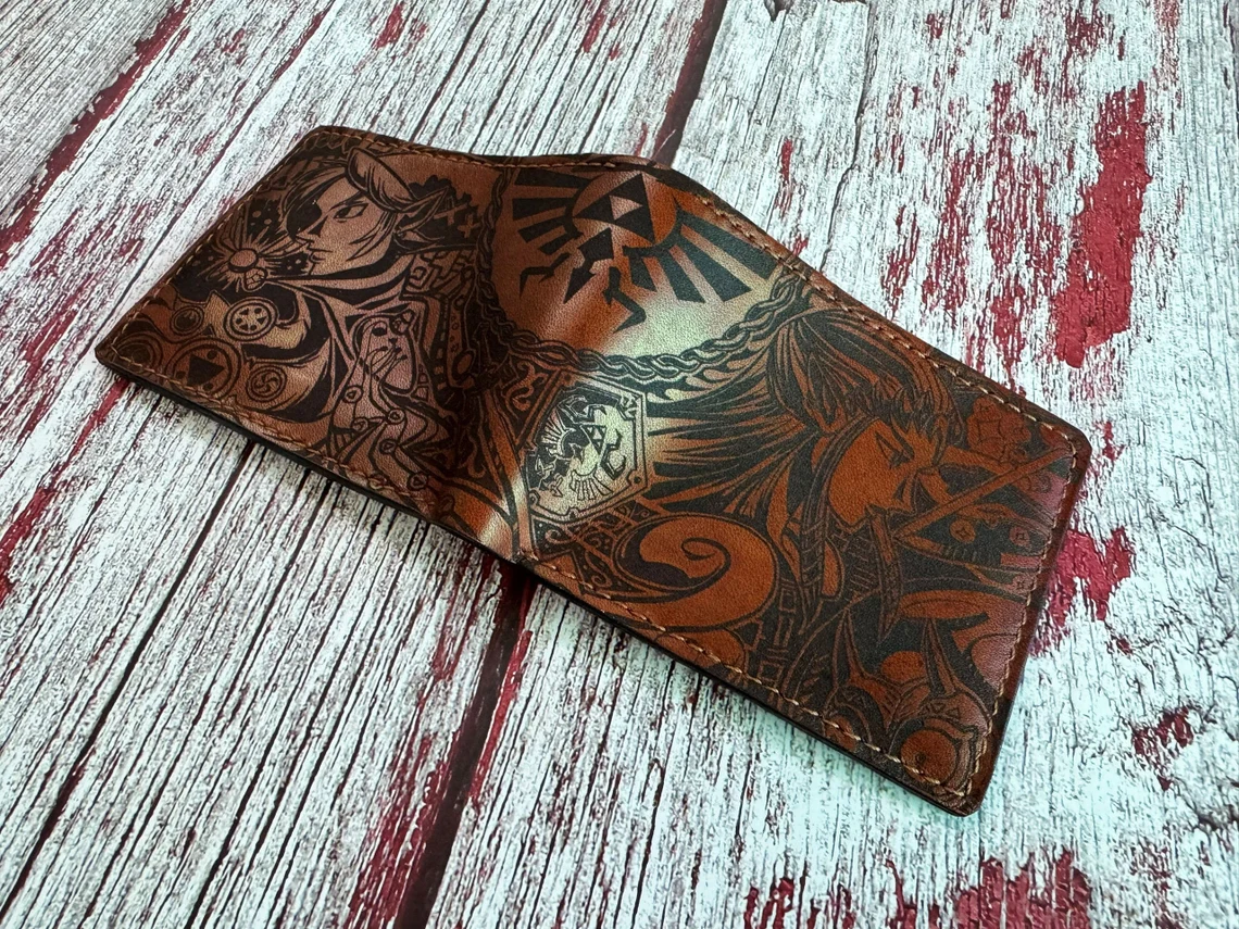 Handcrafted Fantasy Kingdom Engraved Leather Bi-Fold Wallet