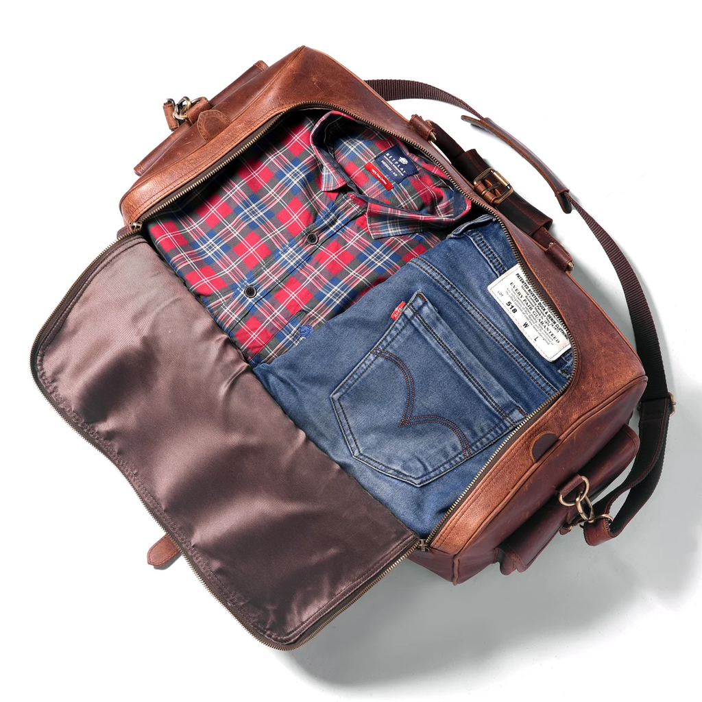 Handcrafted Distressed Leather Weekender Travel Duffel Bag